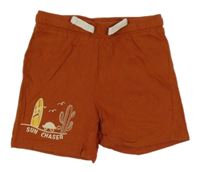 Cihlové kraťasy se surfem a želvičkou a kaktusem so cute