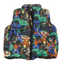 Černá prošívaná šusťáková zateplená vesta s Avengers H&M