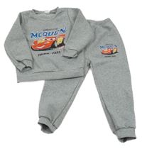 2Set - Šedá melírovaná teplá mikina s Cars + tepláky 