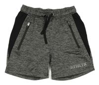 Šedo-černé melírované funkční sportovní kraťasy s nápisem YIGGA