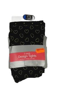 Nové - 2x - Černé silonky se zlatými srdíčky a puntíky St. Bernard