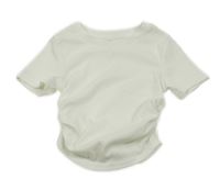 Bílé žebrované crop tričko s nařasením SHEIN