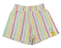 Nové - bílo-barevné pruhované paper bag kraťasy PRIMARK