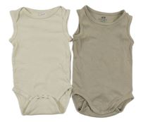 2x - Body - Světlebéžové žebrované POCOPIANO, hnědobéžové H&M