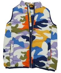 Bílo-barevná army prošívaná šusťáková zateplená vesta Boden