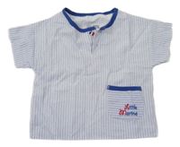Modro-bílá pruhovaná/vzorovaná polokošile s nápisy Hello Baby