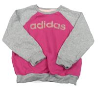 Fuchsiovo-šedá mikina s nápisem Adidas