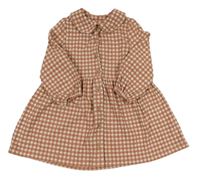 Starorůžovo-béžové kostkované propínací šaty s límečkem Nutmeg