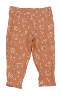 Starorůžové žebrované lehké tepláky se zvířaty Primark
