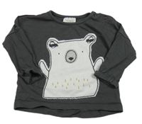 Antracitové triko s medvědem Next