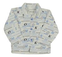 Bílá propínací mikina s nápisy a límečkem