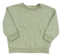 Světlezelená mikina s kapsami s madeirou George