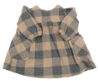 Hnědo-tmavošedé kostkované šaty F&F