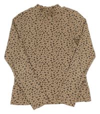 Hnědé vzorované triko se stojáčkem H&M