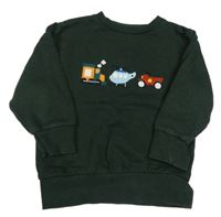 Tmavozelená mikina s dopravními prostředky Next