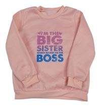 Růžová mikina s nápisem