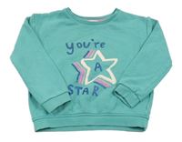 Modrozelená mikina s hvězdou a nápisem M&S