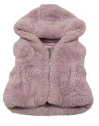 Starorůžová kožešinová zateplená vesta s kapucí Primark