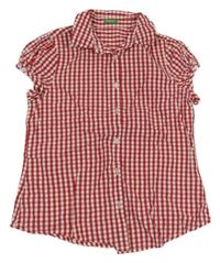 Červeno-bílá kostkovaná halenka Benetton