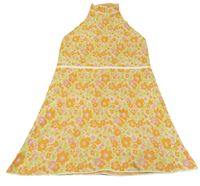 Smetanovo-oranžovo-zelené květované pletené šaty Zara