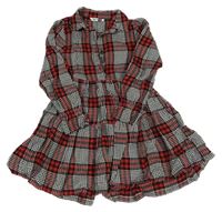 Červeno-bílo-černé kostkované košilové šaty Pep&Co