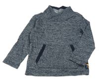 Tmavomodré melírované triko s komínovým límcem S. Oliver