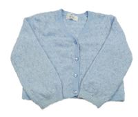 Modrý perforovaný vlněný propínací svetr H&M