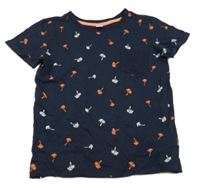 Tmavomodré tričko s palmami a kapsou Dopodopo