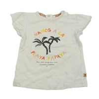 Bílé tričko s palmami a nápisem Feetje