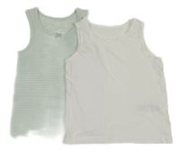 2x košilka - zeleno-bílá pruhovaná + bílá