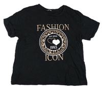 Černé tričko s potiskem a nápisem Pep&Co