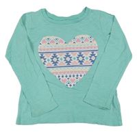 Tyrkysové triko se vzorovaným srdcem Carter's