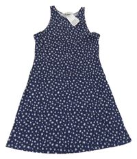 Nové - tmavomodré květované šaty H&M