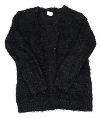 Černý třpytivý chlupatý svetrový cardigan F&F