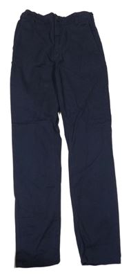 Tmavomodré plátěné chino kalhoty H&M