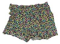 Barevné lehké kraťasy s leopardím vzorem 