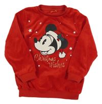 Červená sametová mikina s Mickeym Disney