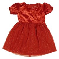 Červené sametové šaty s tylovou třpytivou sukní M&S