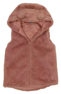 Starorůžová kožešinová podšitá vesta s kapucí Pep&Co