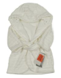 Nové - bílý žebrovaný plyšový župan s kapucí George