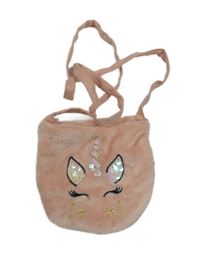 Světlerůžová plyšová mini kabelka s jednorožcem 