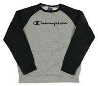 Šedo-černá mikina s logem Champion