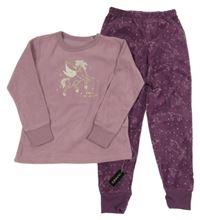 Nové - fialové fleecové pyžamo s jednorožcem dunnes