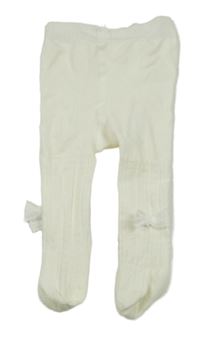 Smetanové punčocháče s mašlemi 