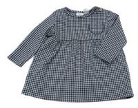 Tmavomodro-bílé kostičkované úpletové šaty s kapsou Zara