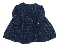 Tmavomodro-zlaté kostkované šaty Matalan