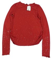 Nové - červené třpytivé triko H&M