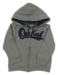 Tmavošedá propínací mikina s logem a kapucí OshKosh