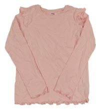 Světlerůžové triko s volánky sinsay