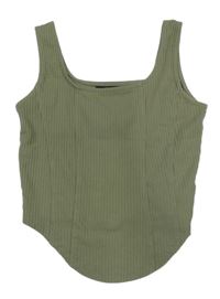 Khaki žebrovaný crop top New Look